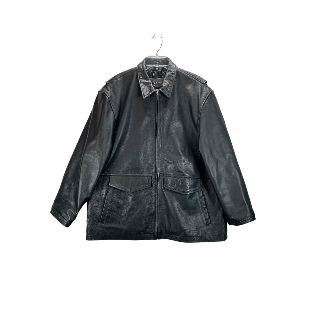 Vtg Wilsons Leather M. Julian Mens XL Black Leather Jacket Quilted Lined